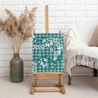 Hibiscus Pakala Aqua Teal Canvas Wall Art Tropical Floral Stylized - Polynesian Pride