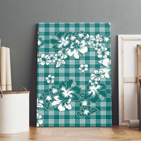 Hibiscus Pakala Aqua Teal Canvas Wall Art Tropical Floral Stylized - Polynesian Pride