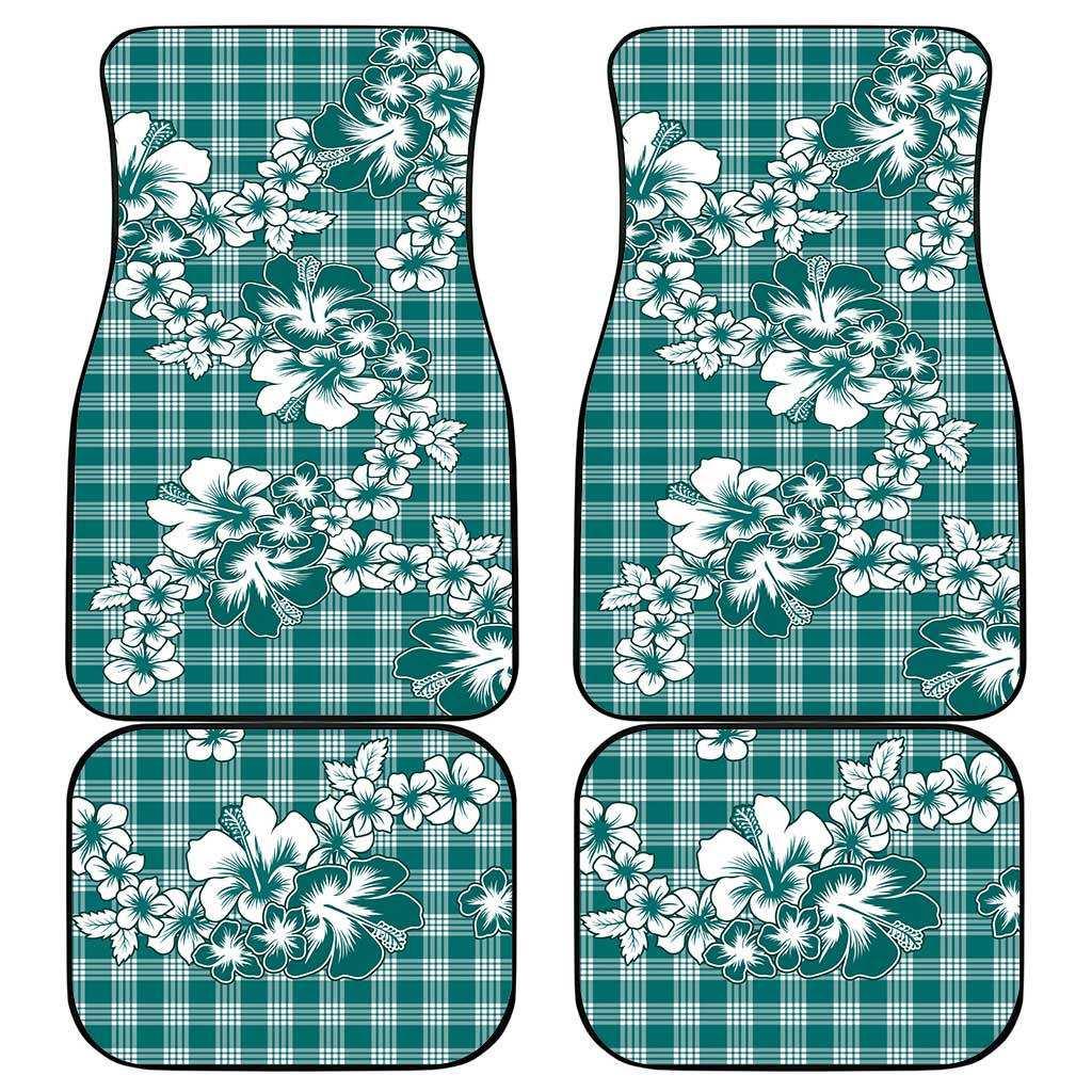 Hibiscus Pakala Aqua Teal Car Mats Tropical Floral Stylized - Polynesian Pride
