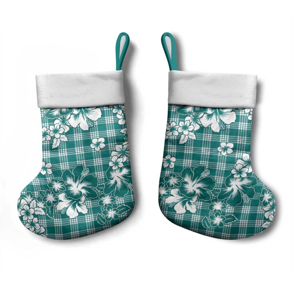 Hibiscus Pakala Aqua Teal Christmas Stocking Tropical Floral Stylized - Polynesian Pride