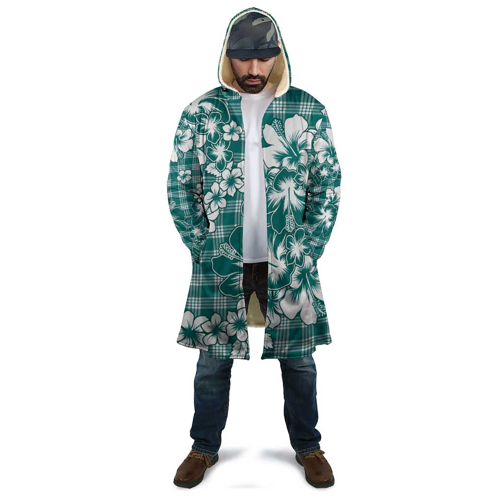 Hibiscus Pakala Aqua Teal Cloak Tropical Floral Stylized - Polynesian Pride