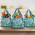 Hibiscus Pakala Aqua Teal Grocery Bag Tropical Floral Stylized - Polynesian Pride