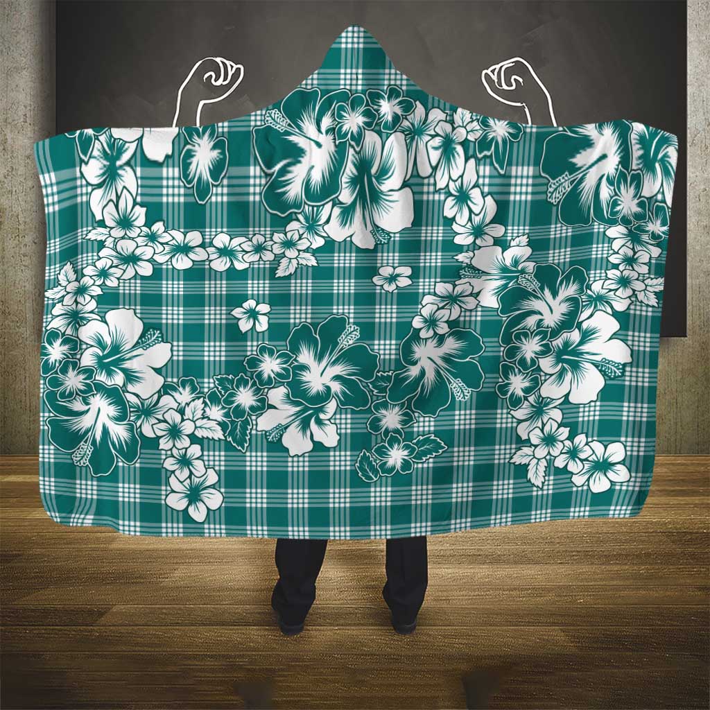 Hibiscus Pakala Aqua Teal Hooded Blanket Tropical Floral Stylized - Polynesian Pride