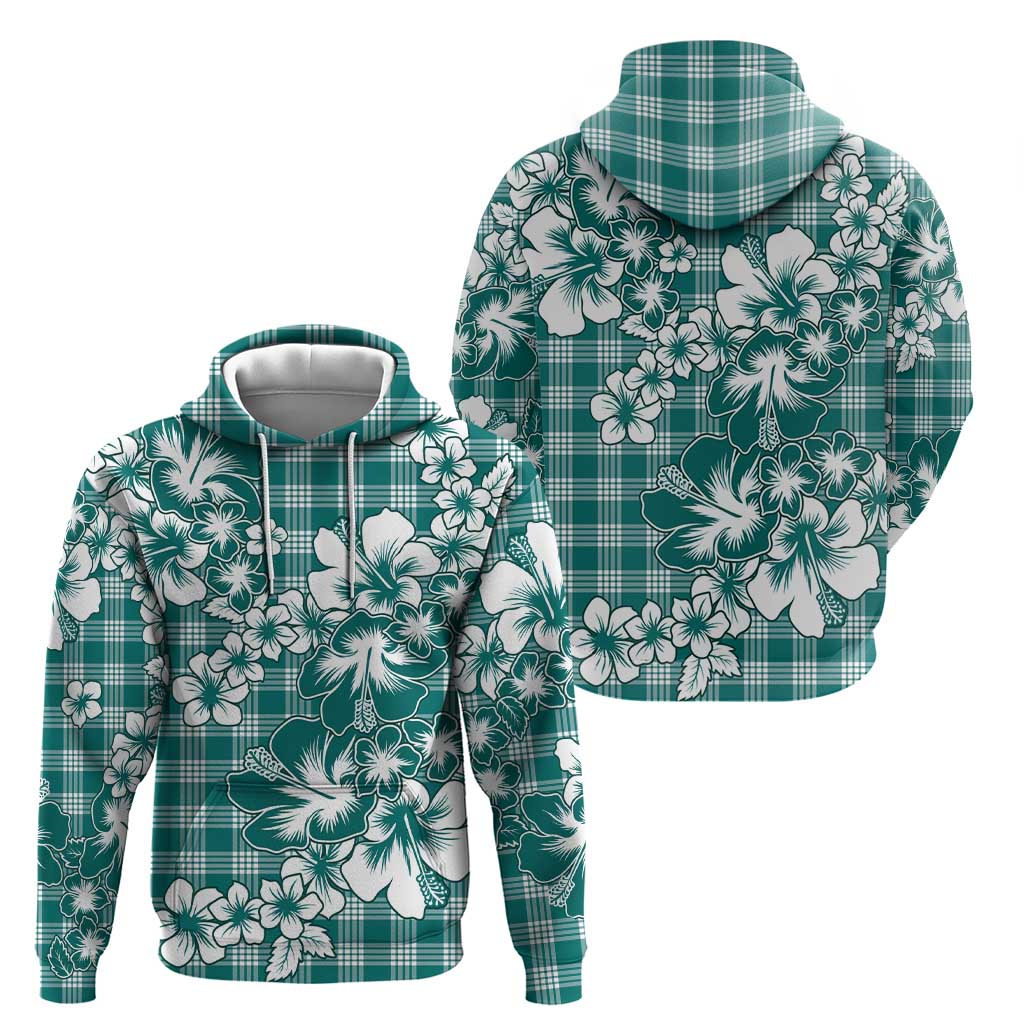 Hibiscus Pakala Aqua Teal Hoodie Tropical Floral Stylized - Polynesian Pride