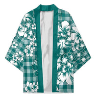 Hibiscus Pakala Aqua Teal Kimono Tropical Floral Stylized - Polynesian Pride