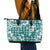 Hibiscus Pakala Aqua Teal Leather Tote Bag Tropical Floral Stylized - Polynesian Pride