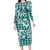 Hibiscus Pakala Aqua Teal Long Sleeve Bodycon Dress Tropical Floral Stylized - Polynesian Pride