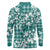 Hibiscus Pakala Aqua Teal Long Sleeve Polo Shirt Tropical Floral Stylized - Polynesian Pride
