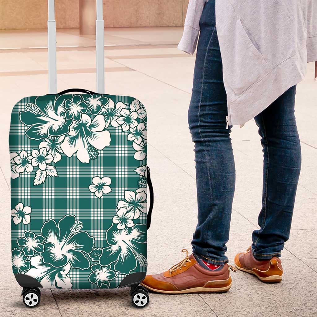 Hibiscus Pakala Aqua Teal Luggage Cover Tropical Floral Stylized - Polynesian Pride