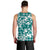 Hibiscus Pakala Aqua Teal Men Tank Top Tropical Floral Stylized - Polynesian Pride