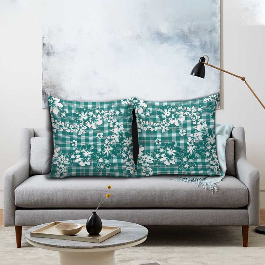 Hibiscus Pakala Aqua Teal Pillow Cover Tropical Floral Stylized - Polynesian Pride