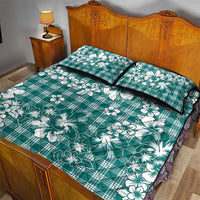Hibiscus Pakala Aqua Teal Quilt Bed Set Tropical Floral Stylized - Polynesian Pride