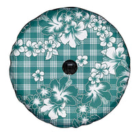 Hibiscus Pakala Aqua Teal Spare Tire Cover Tropical Floral Stylized - Polynesian Pride