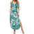 Hibiscus Pakala Aqua Teal Summer Maxi Dress Tropical Floral Stylized - Polynesian Pride