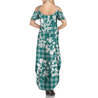 Hibiscus Pakala Aqua Teal Summer Maxi Dress Tropical Floral Stylized - Polynesian Pride