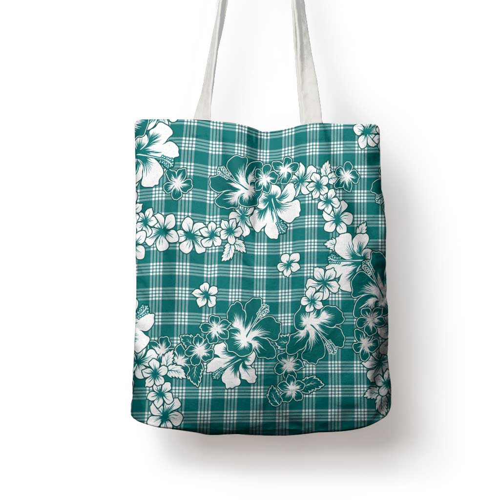 Hibiscus Pakala Aqua Teal Tote Bag Tropical Floral Stylized - Polynesian Pride