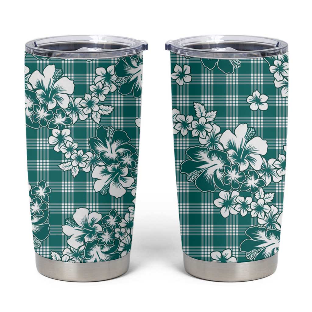Hibiscus Pakala Aqua Teal Tumbler Cup Tropical Floral Stylized - Polynesian Pride