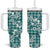Hibiscus Pakala Aqua Teal Tumbler With Handle Tropical Floral Stylized - Polynesian Pride