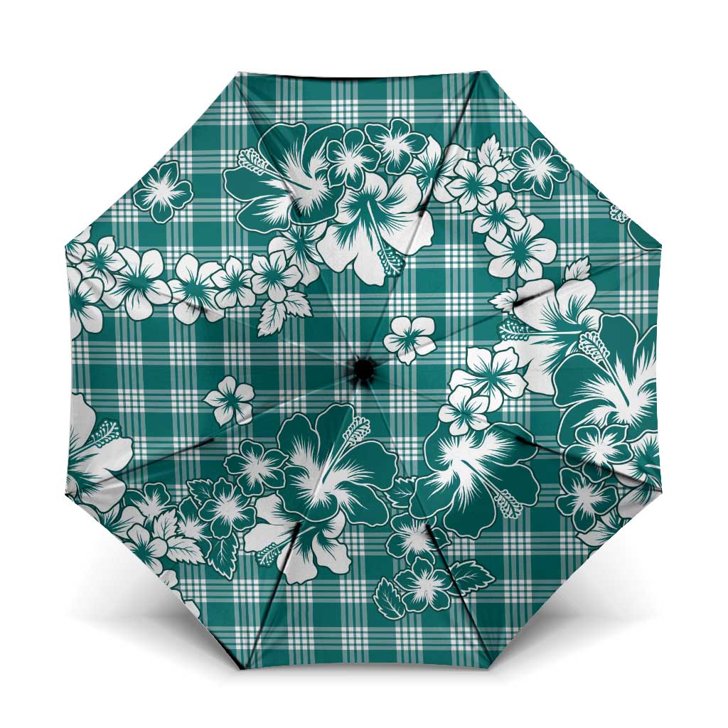 Hibiscus Pakala Aqua Teal Umbrella Tropical Floral Stylized - Polynesian Pride