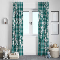 Hibiscus Pakala Aqua Teal Window Curtain Tropical Floral Stylized - Polynesian Pride