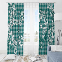 Hibiscus Pakala Aqua Teal Window Curtain Tropical Floral Stylized - Polynesian Pride