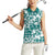 Hibiscus Pakala Aqua Teal Women Sleeveless Polo Shirt Tropical Floral Stylized - Polynesian Pride