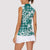 Hibiscus Pakala Aqua Teal Women Sleeveless Polo Shirt Tropical Floral Stylized - Polynesian Pride