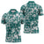 Hibiscus Pakala Aqua Teal Zipper Polo Shirt Tropical Floral Stylized - Polynesian Pride