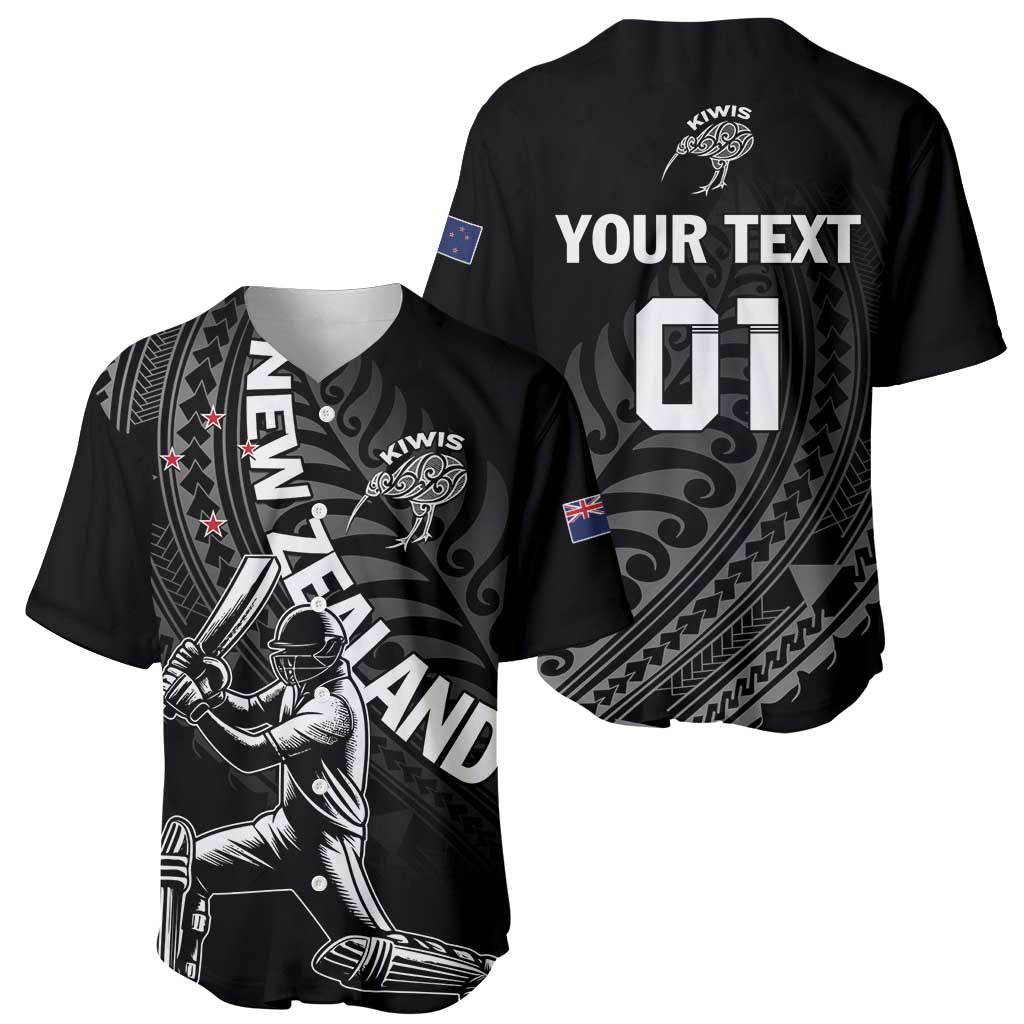 Custom New Zealand Cricket Baseball Jersey Maori Kiwi Black Fern