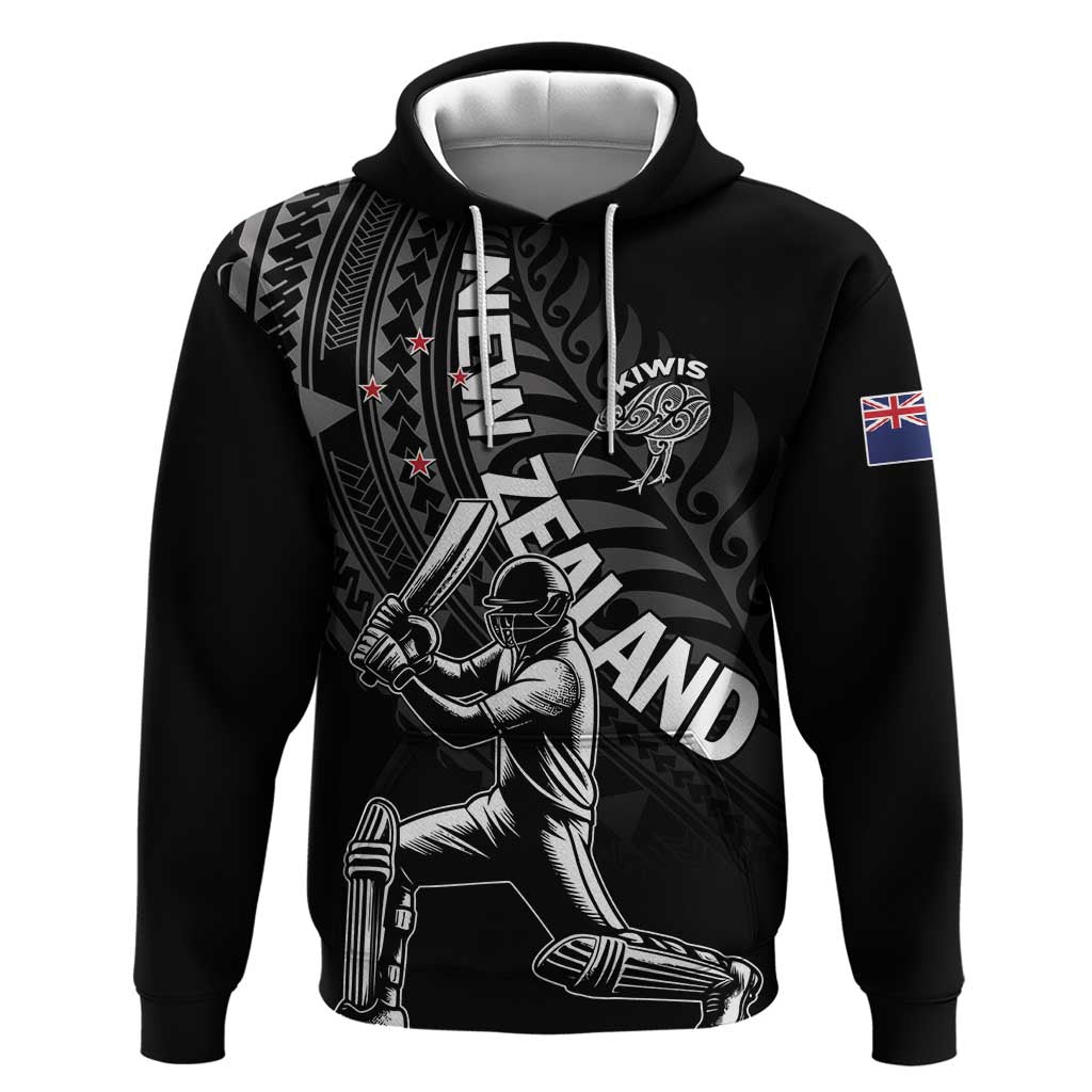 Custom New Zealand Cricket Hoodie Maori Kiwi Black Fern