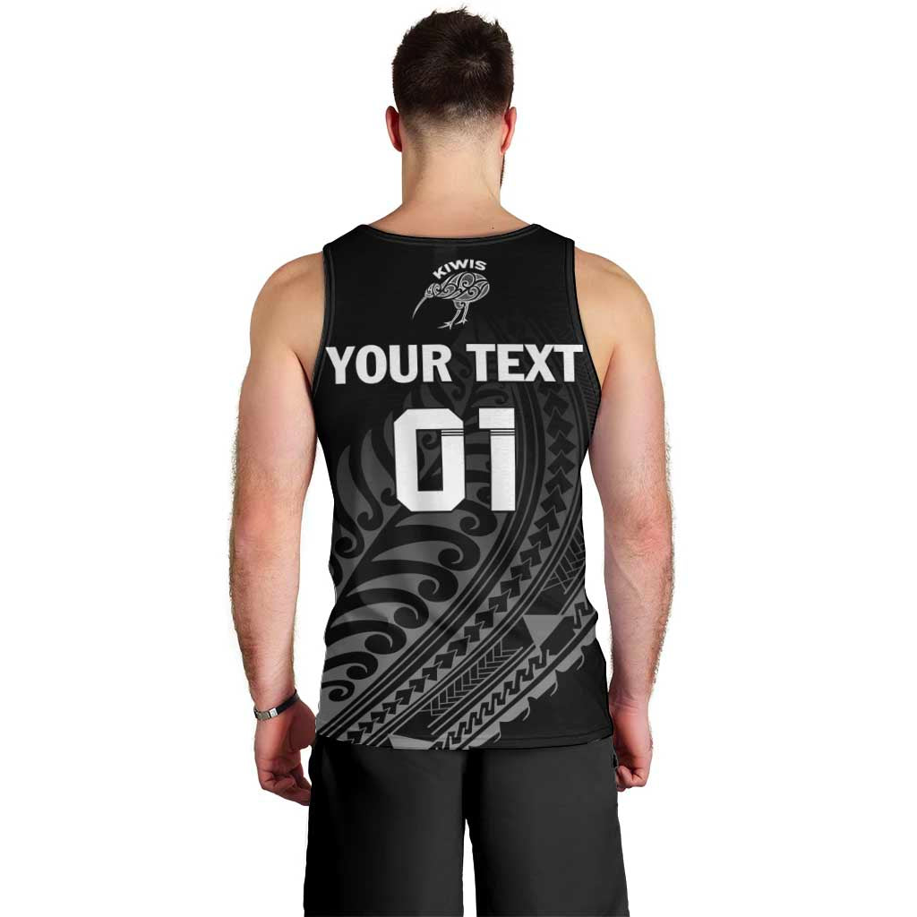 Custom New Zealand Cricket Men Tank Top Maori Kiwi Black Fern
