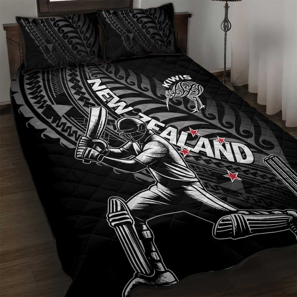 New Zealand Cricket Quilt Bed Set Maori Kiwi Black Fern