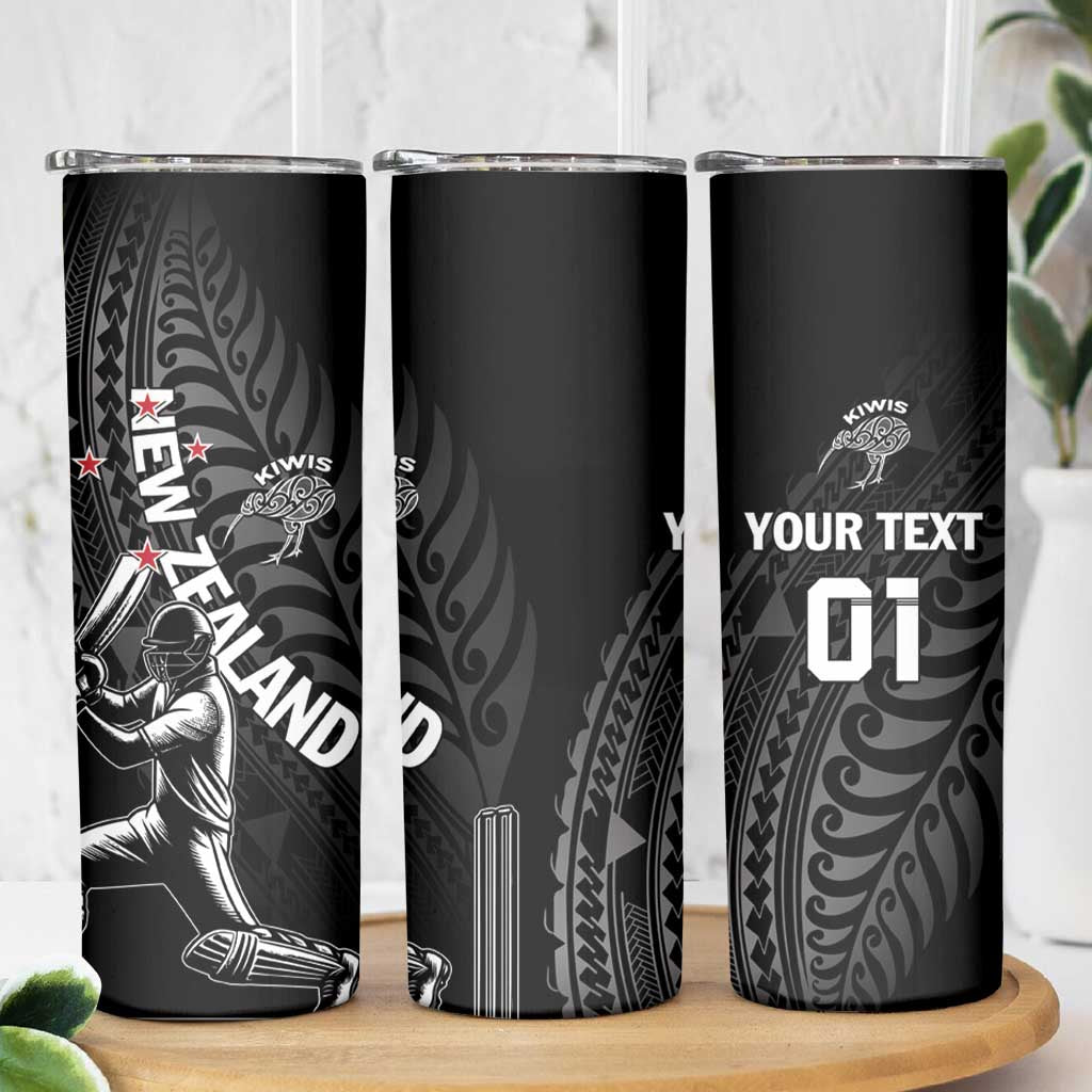 Custom New Zealand Cricket Skinny Tumbler Maori Kiwi Black Fern LT01 - Polynesian Pride