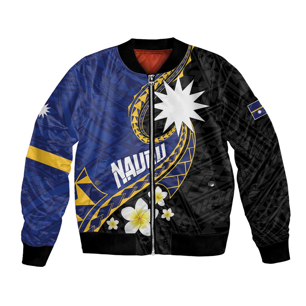 Personalised Nauru Bomber Jacket Naoero Proud Plumeria