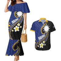 Personalised Nauru Couples Matching Mermaid Dress and Hawaiian Shirt Naoero Proud Plumeria