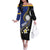Personalised Nauru Family Matching Off The Shoulder Long Sleeve Dress and Hawaiian Shirt Naoero Proud Plumeria