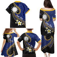 Personalised Nauru Family Matching Puletasi and Hawaiian Shirt Naoero Proud Plumeria