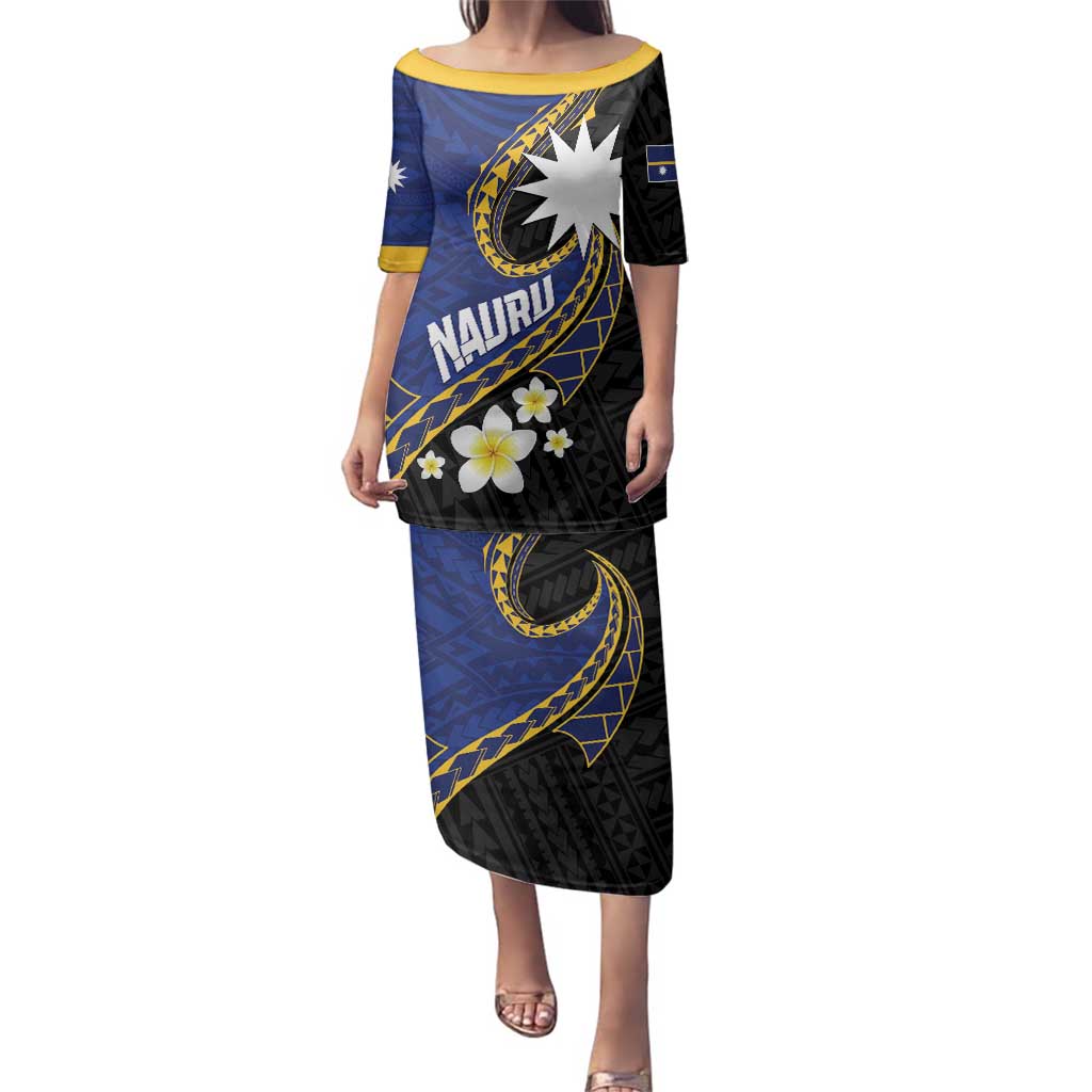 Personalised Nauru Family Matching Puletasi and Hawaiian Shirt Naoero Proud Plumeria