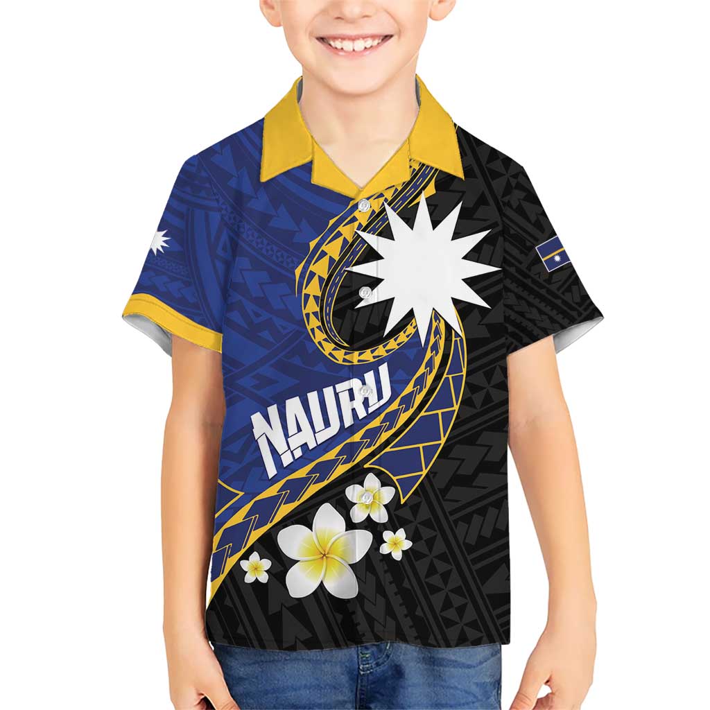 Personalised Nauru Kid Hawaiian Shirt Naoero Proud Plumeria