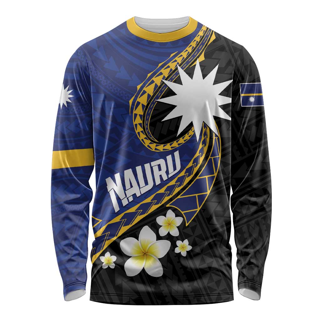 Personalised Nauru Long Sleeve Shirt Naoero Proud Plumeria