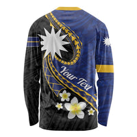 Personalised Nauru Long Sleeve Shirt Naoero Proud Plumeria