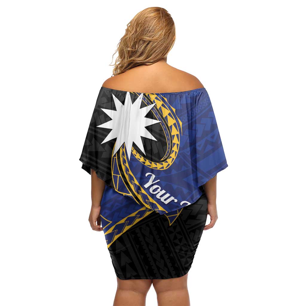 Personalised Nauru Off Shoulder Short Dress Naoero Proud Plumeria