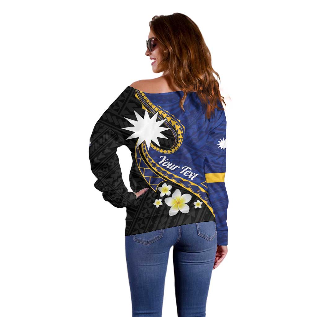 Personalised Nauru Off Shoulder Sweater Naoero Proud Plumeria