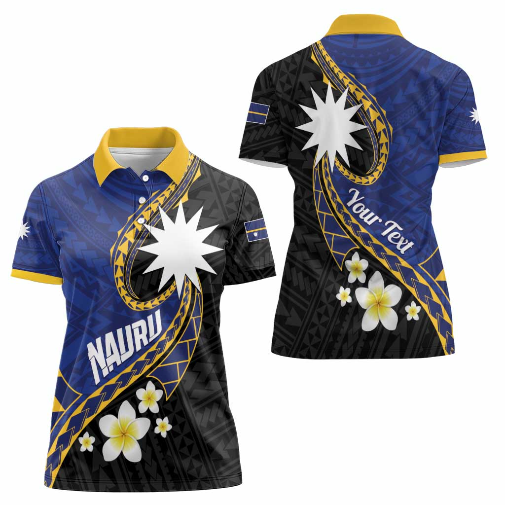 Personalised Nauru Women Polo Shirt Naoero Proud Plumeria