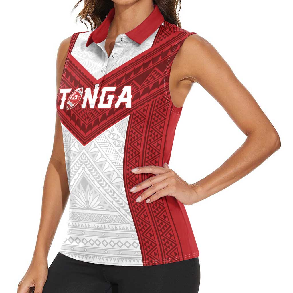 Tonga Rugby Custom Women Sleeveless Polo Shirt Tonga Sea Eagles Go Champions