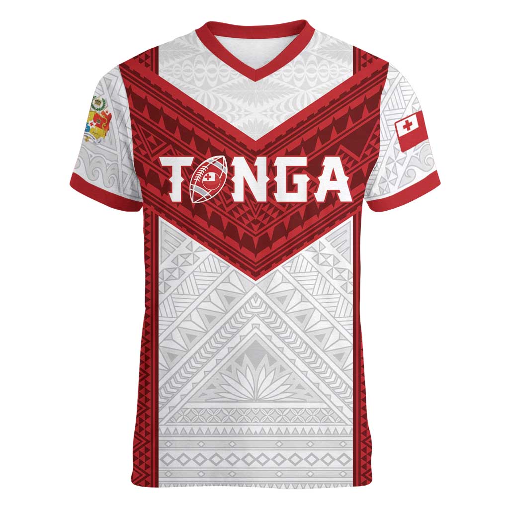 Tonga Rugby Custom Women V-Neck T-Shirt Tonga Sea Eagles Go Champions