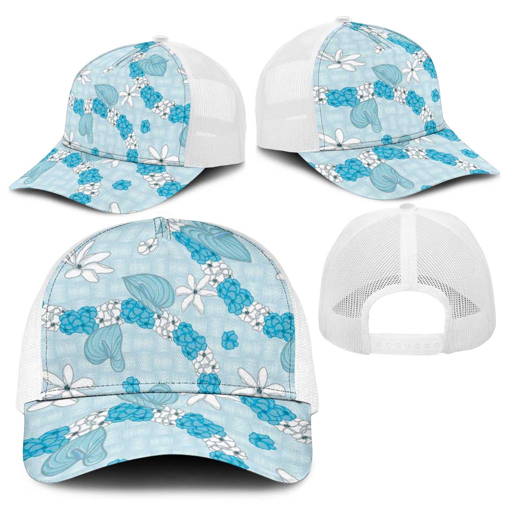 Hawaii Anthurium Tiare Pikake Lei Baseball Net Cap UliUli Lauhala Art Pattern
