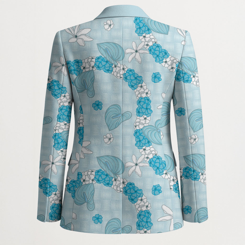 Hawaii Anthurium Tiare Pikake Lei Blazer UliUli Lauhala Art Pattern