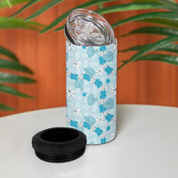 Hawaii Anthurium Tiare Pikake Lei 4 in 1 Can Cooler Tumbler UliUli Lauhala Art Pattern