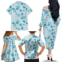 Hawaii Anthurium Tiare Pikake Lei Family Matching Off The Shoulder Long Sleeve Dress and Hawaiian Shirt UliUli Lauhala Art Pattern LT01 - Polynesian Pride